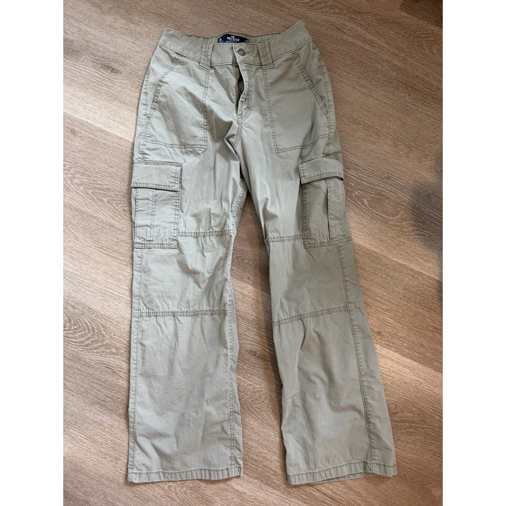 Hollister Womens High Rise Baggy Cargo Pants Green Gray W26 L30 3R